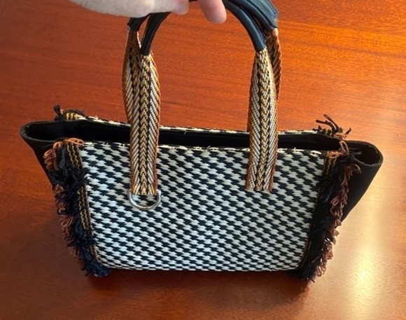 ETRO Multicolor Printed Woven Straw and Canvas Fringe Embellished Tote - Picture 2 of 7